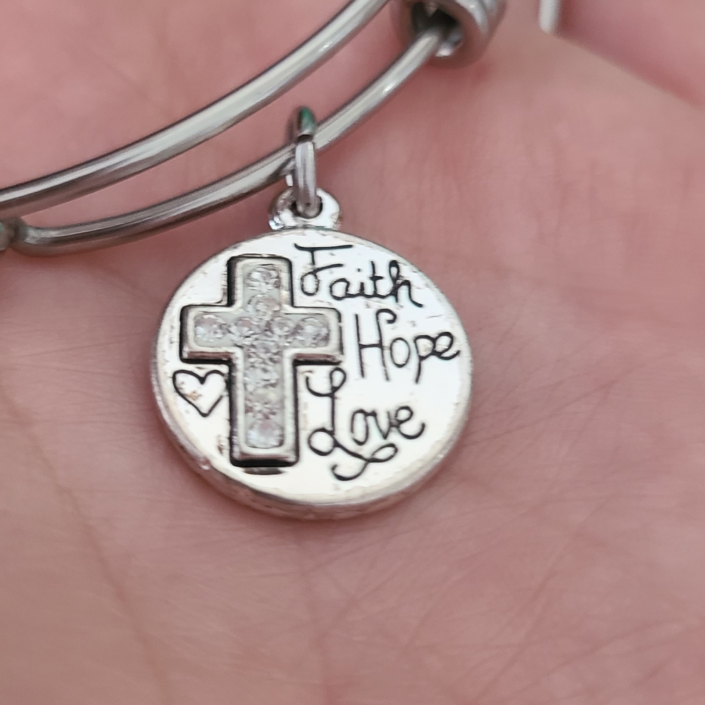 Silver Faith Hope Love Bracelet